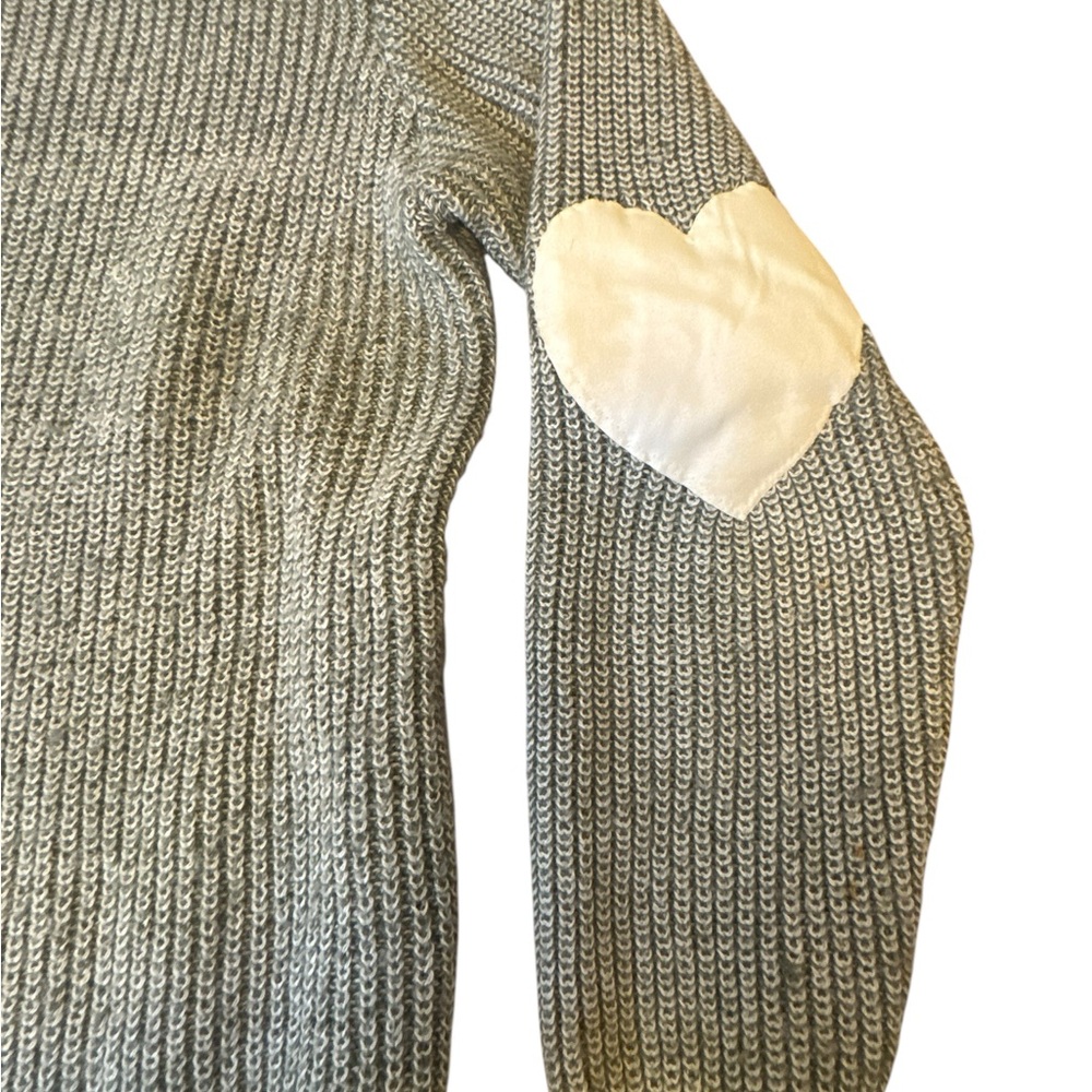 Gray‎ Sweater with Heart Elbow Patches - Picture 3 of 5